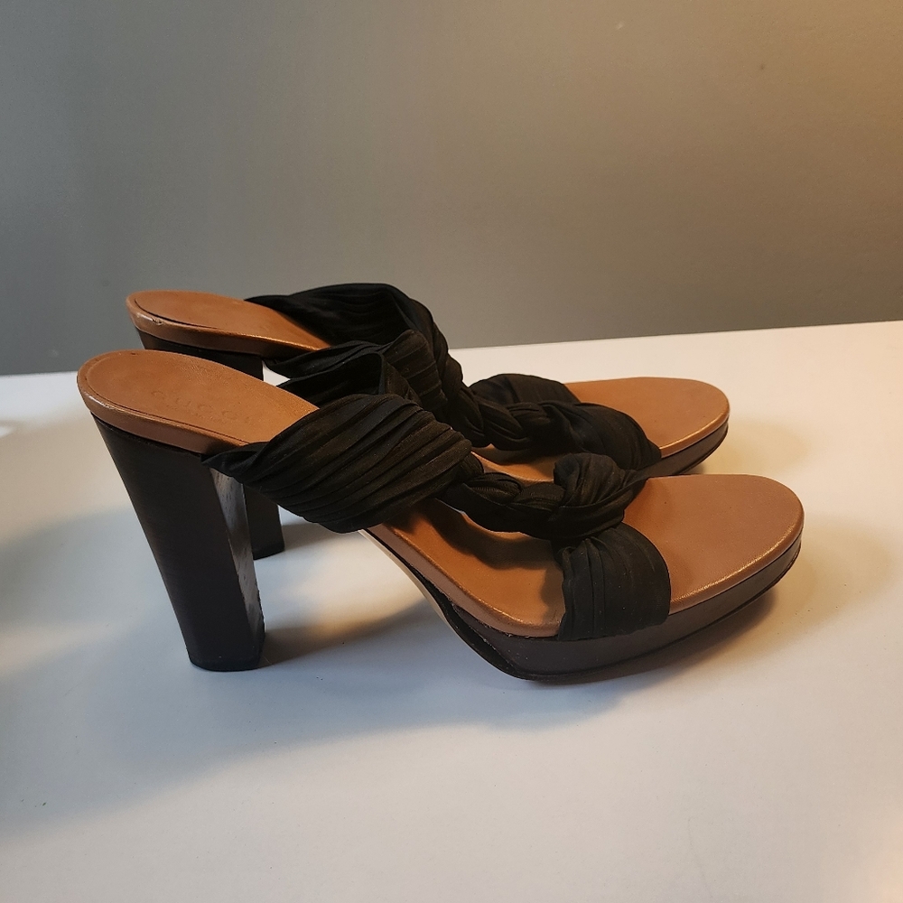 Authentic Gucci Women's  Cloth Heel Sandals 36 1/2